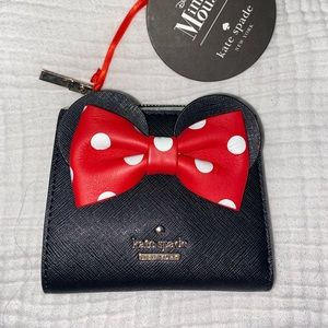kate spade x minnie mouse adalyn Small Leather Wallet - Black Red